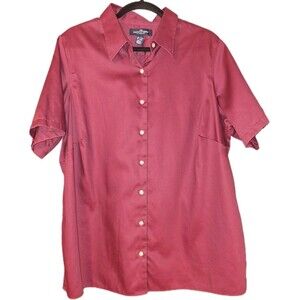 The Outfitters by Lands End Women's Button Up Work Shirt Burgundy | Size 1X